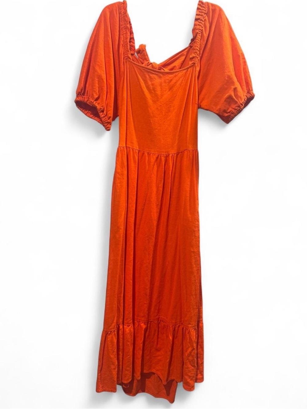 Who What Wear Orange Puff-Sleeve Maxi Dress